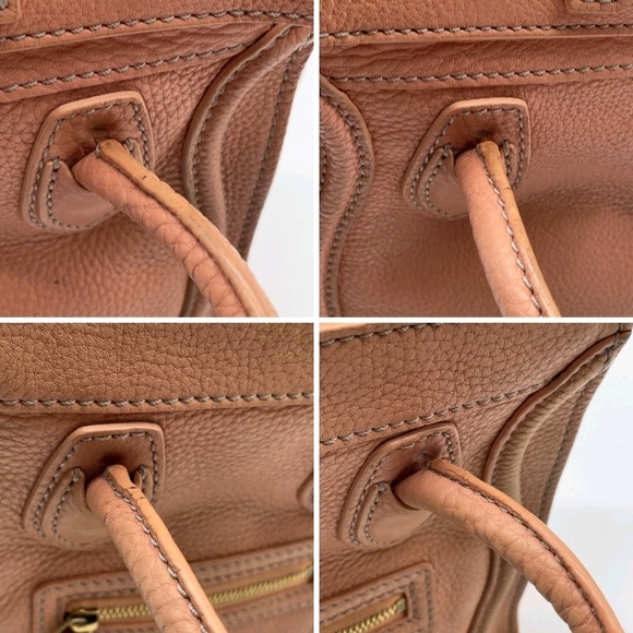 SALE! Celine Luggage Nano Shopper Calfskin Pink/Beige 2 Way Mini Bag W/DB/Strap - Picture 6 of 16